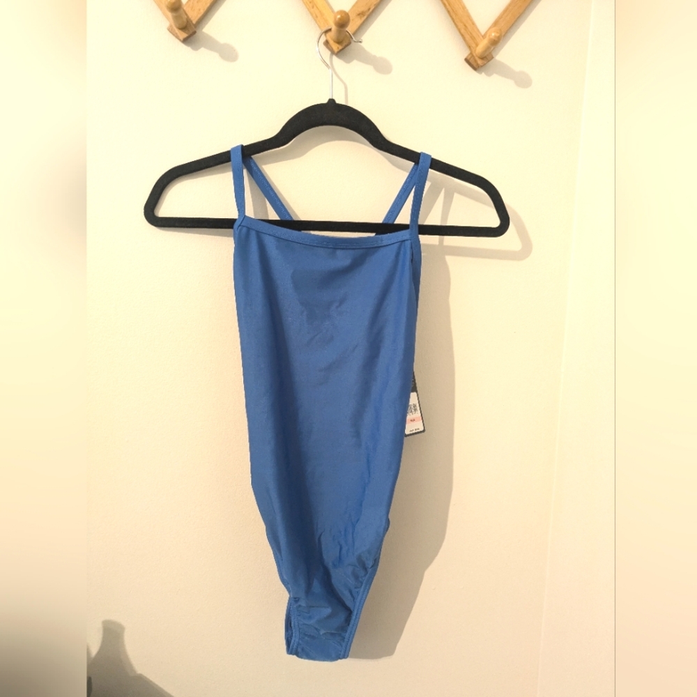 NWT Speedo Team Blue Solid One piece Performance Swimsuit